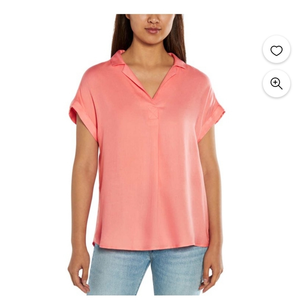 (Ew)Gap Ladies popover Notch collar tacked cuffs blouse